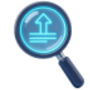 magnifying glass focusing rising up arow