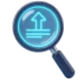 magnifying glass focusing rising up arow