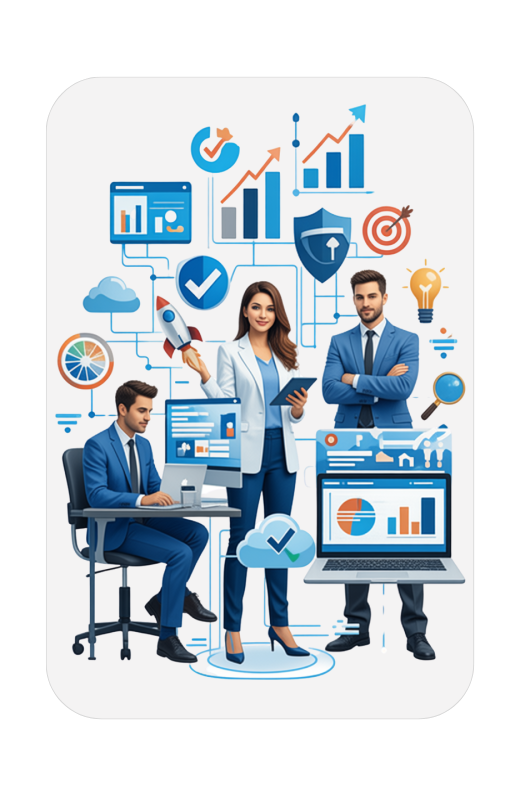 image showing web developer and seo expert with equipment showing excellence