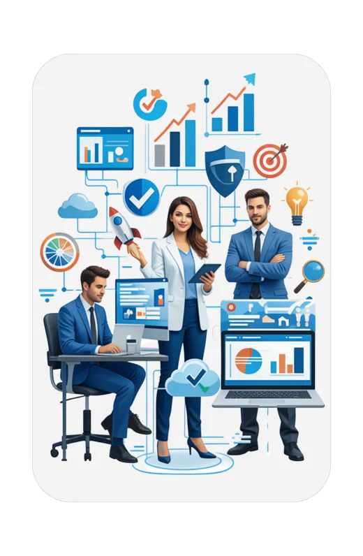 image showing web developer and seo expert with equipment showing excellence