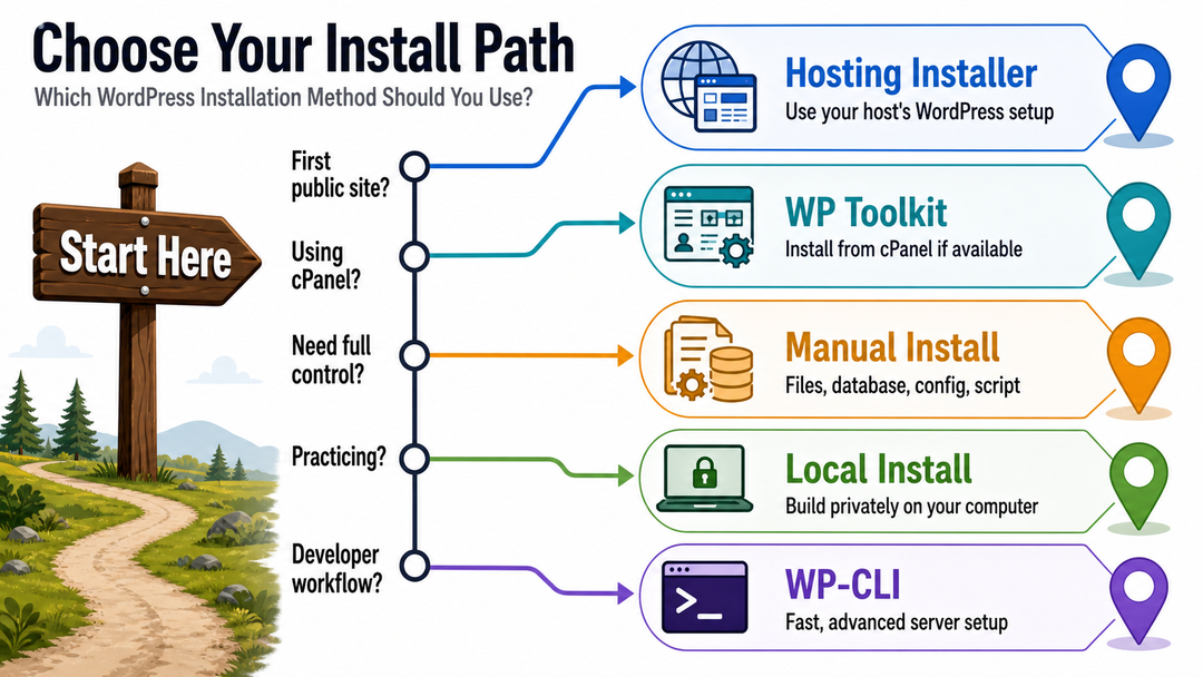 How to install WordPress?, WordPress installation method decision chart for beginners.