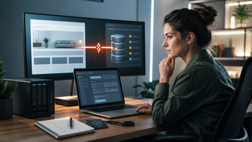 WordPress database connection error troubleshooting at a developer workstation.
