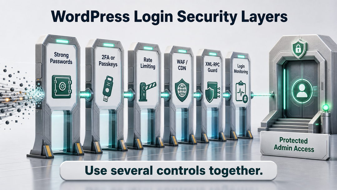 Layered WordPress login security controls from password policy to monitoring. WordPress Login Security Best Practices